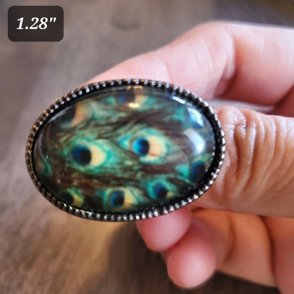 Acrylic Resin Transparent Fashion Peacock Pattern Size 6 Ring - Picture 5 of 5
